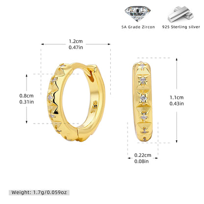S925 耳環立體三角鋸齒鑲鋯多尺寸耳飾個性百搭飾品