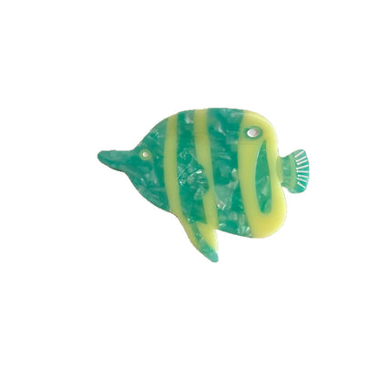 醋酸板材鯊魚夾－橘色熱帶魚款細節｜https://igowo.tw/