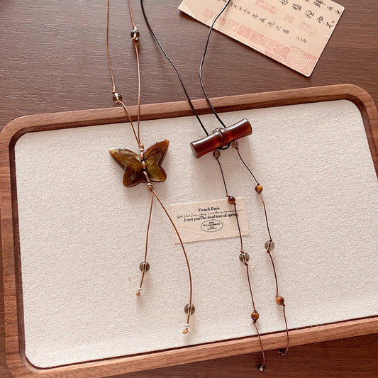 木質長版復古項鍊－商品主圖｜https://igowo.tw/