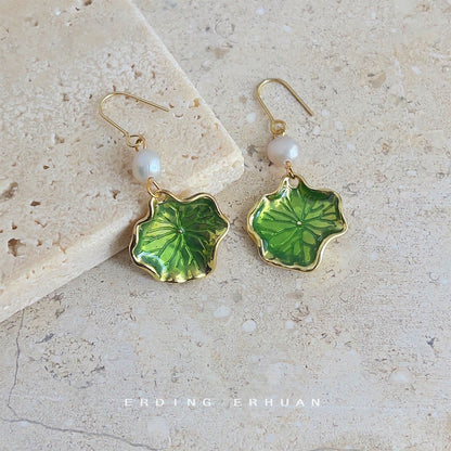 珍珠琺瑯復古耳環