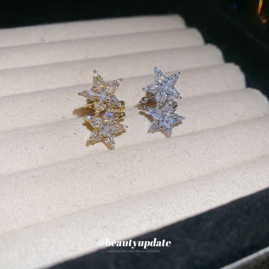 鋯石簡約星星無耳洞耳骨夾小眾設計時尚耳夾耳環輕奢高級感耳飾女