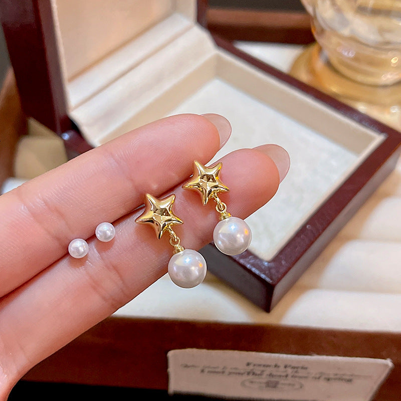 星星珍珠耳釘女