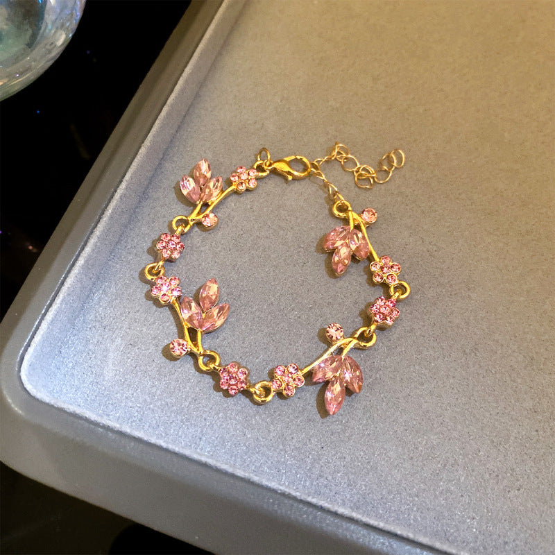 鋯石樹葉項鍊耳環組