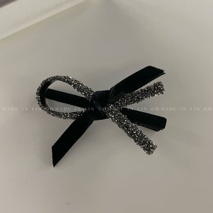 鋯石蝴蝶結交叉髮夾