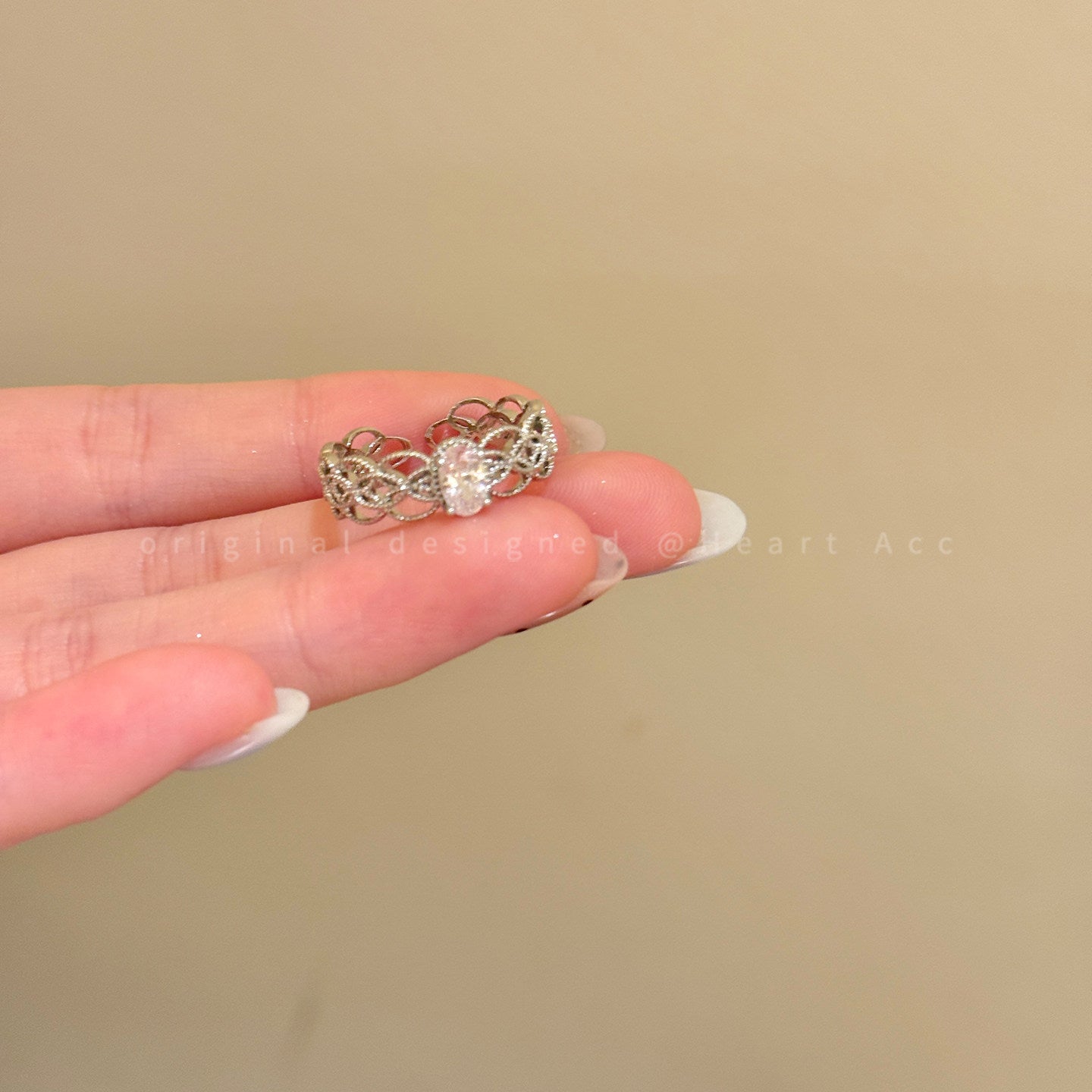珍珠蝴蝶結可調式戒指