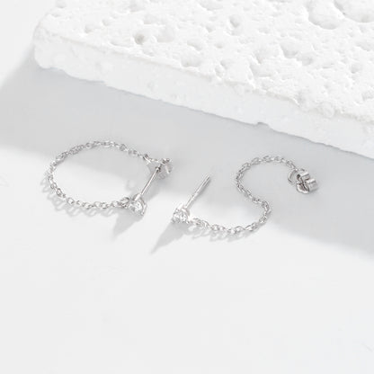 S925 外貿時尚精致簡約耳釘鑲鋯石耳線款潮流網紅風耳飾品