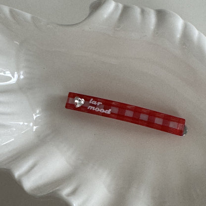 彩色鋯石愛心格紋髮夾