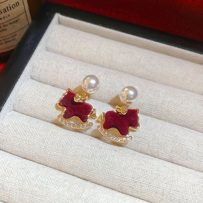 紅色琺瑯方形復古耳環－細節特寫38｜https://igowo.tw/