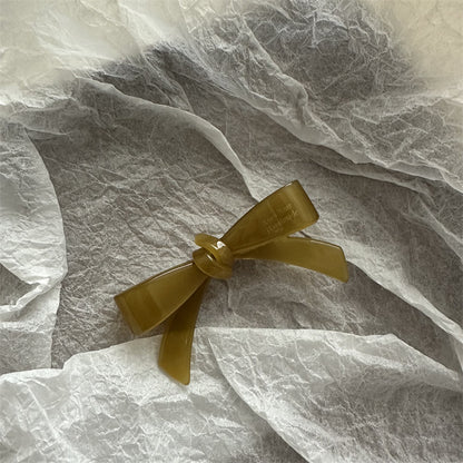 醋酸板材蝴蝶結髮夾－玫紅-皮筋款細節｜https://igowo.tw/