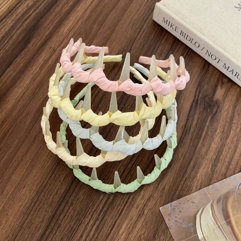 布面波浪纏繞髮箍－綠色款實拍｜https://igowo.tw/