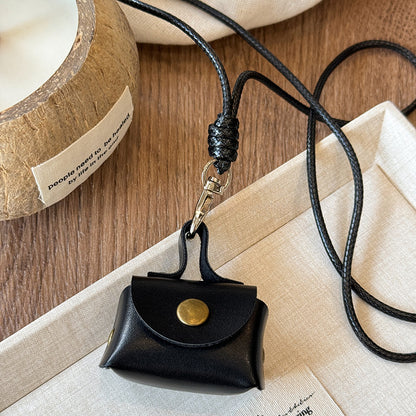 皮革愛心字母編織項鍊－項鍊-咖色迷你小包款細節｜https://igowo.tw/