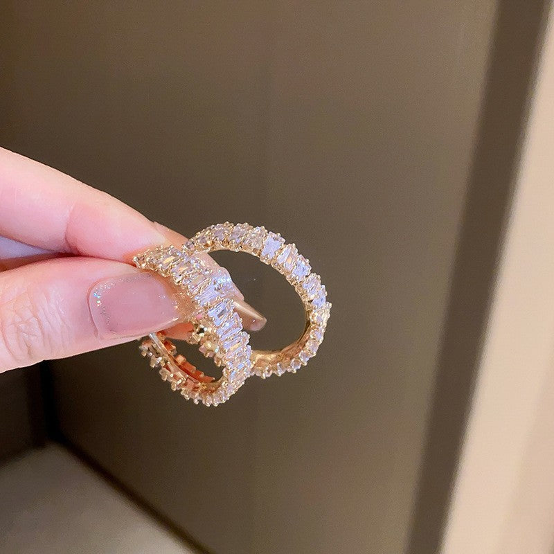 銀針鋯石花朵珍珠耳釘冷淡風潮流百搭氣質耳環輕奢高級感耳飾批發