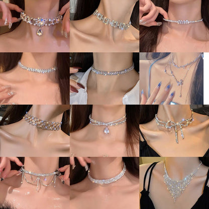 水滴橢圓鑲鑽項鍊－商品主圖｜https://igowo.tw/