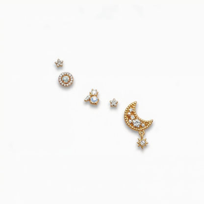 鋯石星月流蘇耳釘組