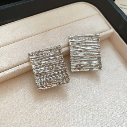 歐美金屬感褶皺纏繞麻花打結星星耳釘時尚百搭耳環小眾設計感耳飾