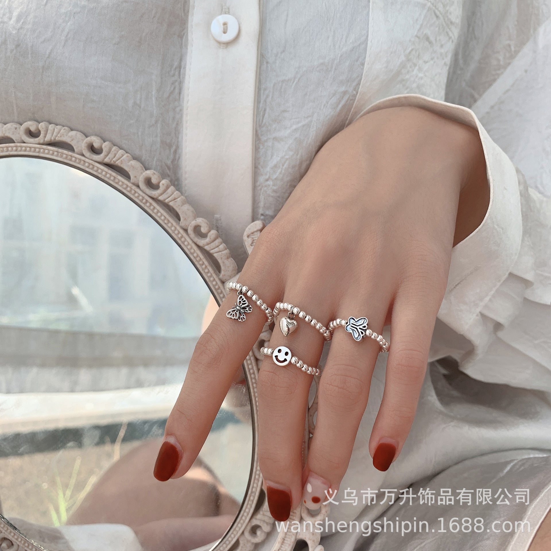 S925蝴蝶可調式戒指－細節特寫2｜https://igowo.tw/