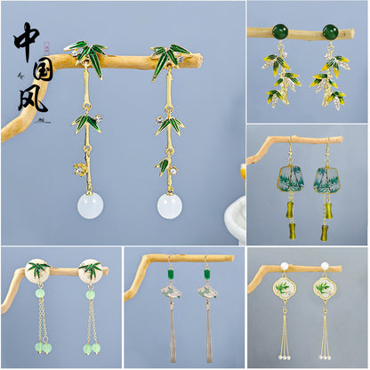 竹節流蘇長版耳環－商品主圖｜https://igowo.tw/