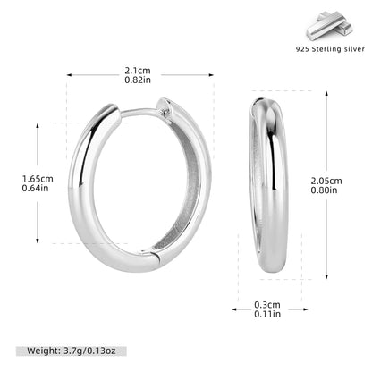 S925 耳環光面多尺寸圓形素圈耳扣耳飾經典百搭飾品