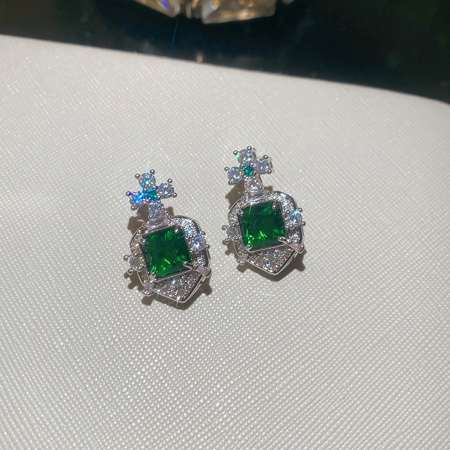 閃耀鋯石方形手鏈項鏈耳釘套裝輕奢高級感精致禮服宴會氣質飾品女