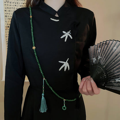 沙金錦鯉文字復古項鍊－34#項鍊-黃色長款細節｜https://igowo.tw/