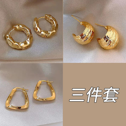 銀針扭紋耳釘三件組－細節特寫5｜https://igowo.tw/