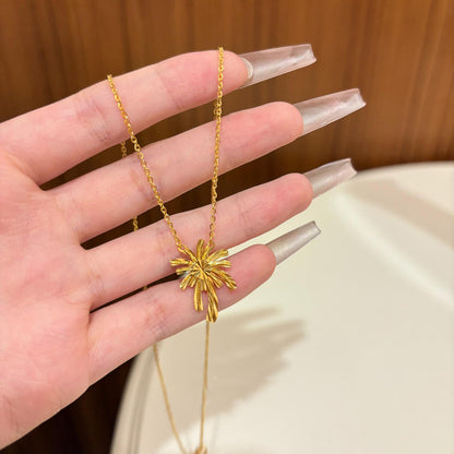 真金電鍍法式花朵耳環項鏈精致優雅百搭首飾套裝輕奢高級感飾品女