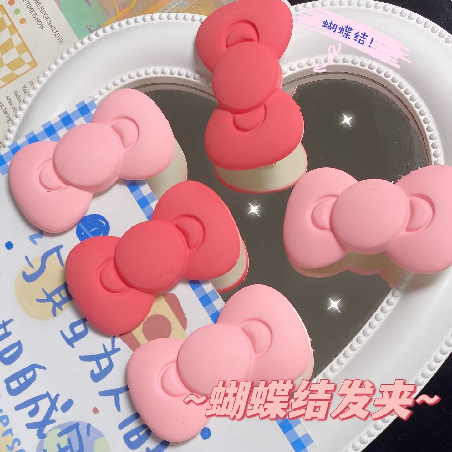 粉色蝴蝶結簡約髮夾－商品主圖｜https://igowo.tw/