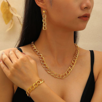 金色流蘇項鍊耳環組－細節特寫4｜https://igowo.tw/