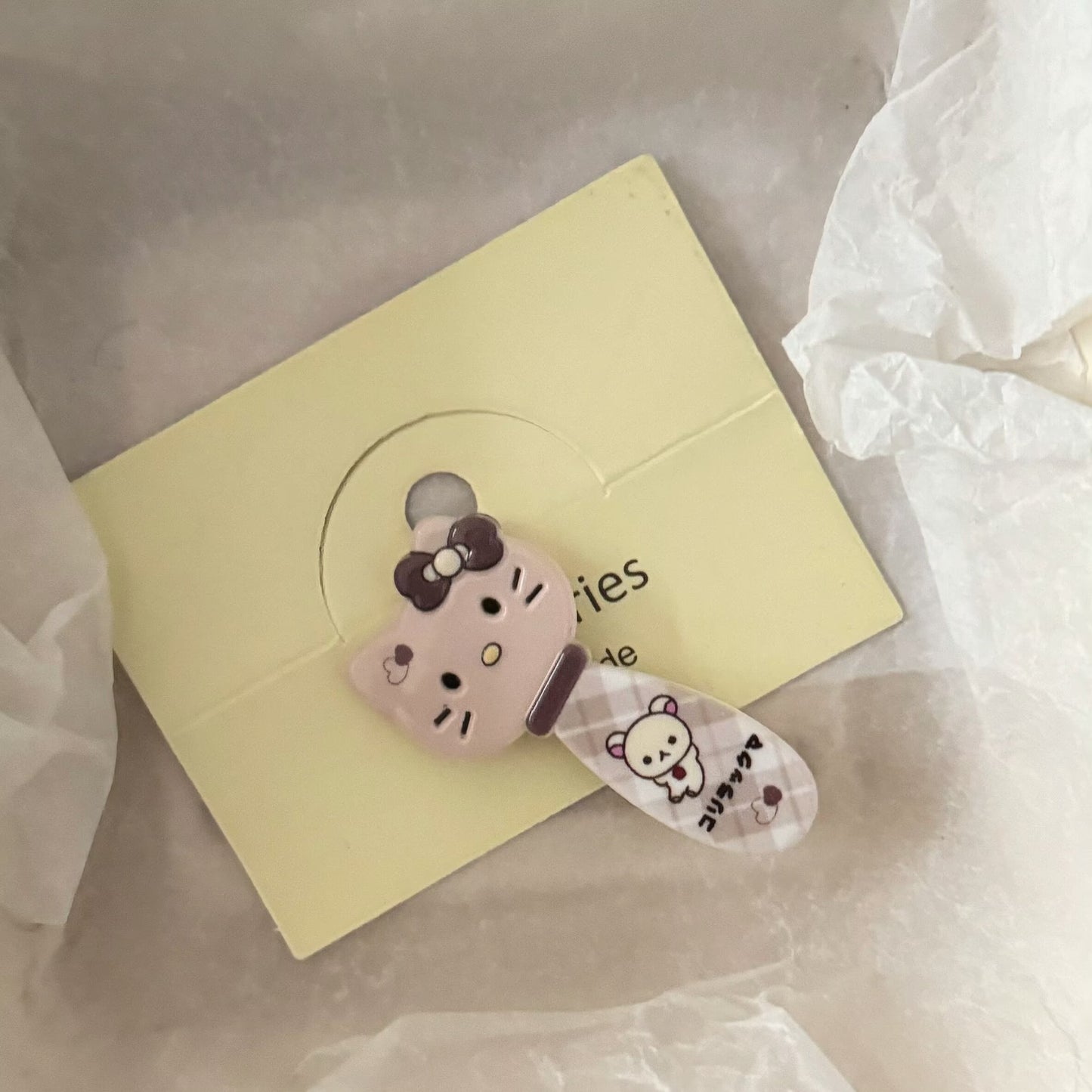 棕色小熊貓咪髮夾