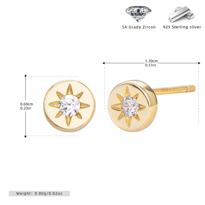 S925 新品氣質單石八芒星耳釘輕奢小眾時尚簡約款耳飾
