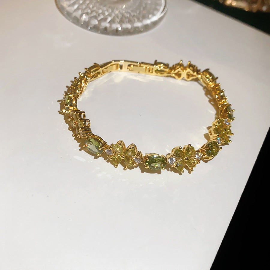 金翠流光~輕奢鋯石幾何卡扣手鏈精致百搭手環時尚小眾高級感手飾