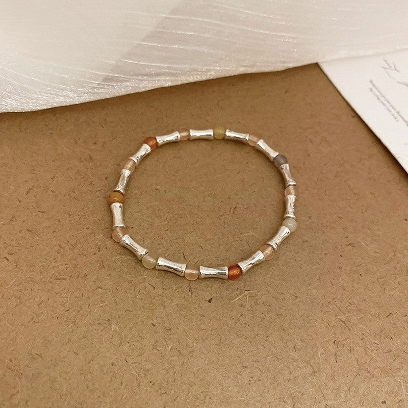 法式輕奢鋯石珍珠碎銀手鏈小眾簡約百搭手環手串夏季女高級感手飾