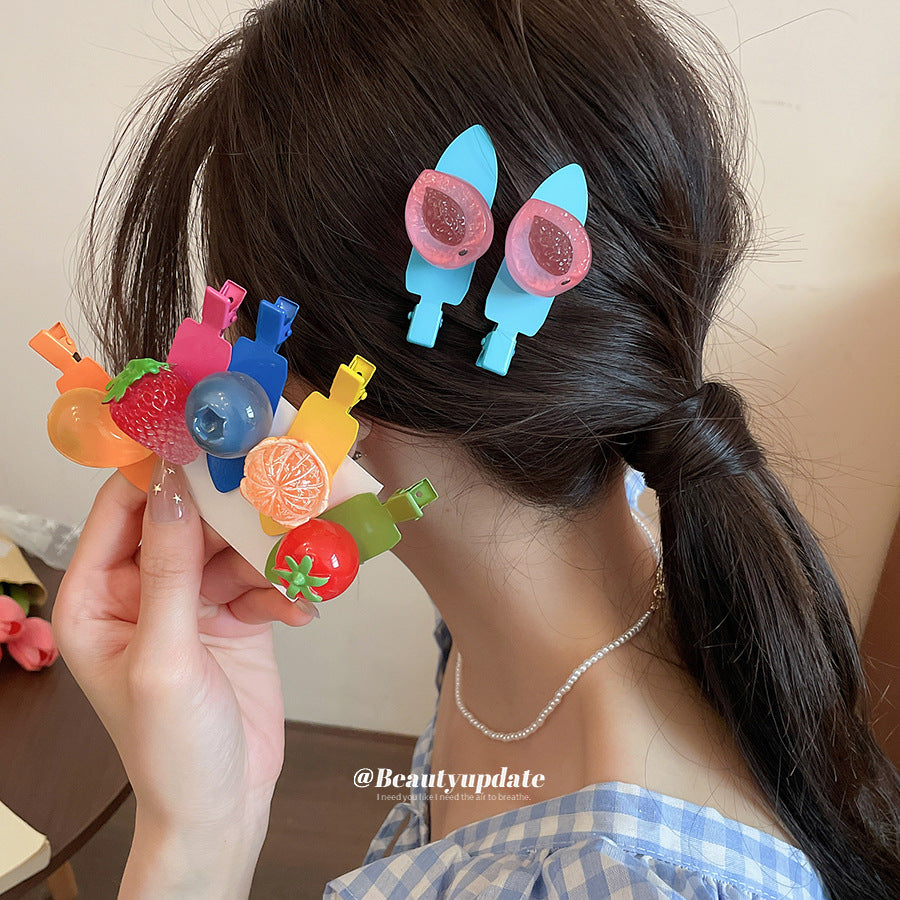 清涼夏日~水果時尚發夾清新甜美可愛百搭側邊夾設計感小眾發飾女