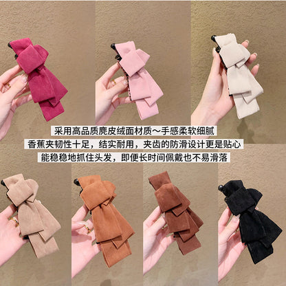 絨面蝴蝶結多層髮夾－紅色款細節｜https://igowo.tw/