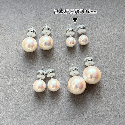 銀針玻璃澳白珍珠耳釘
