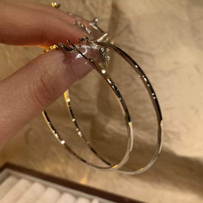 銀針歐美跨境素圈耳圈耳釘冷淡風小眾耳環時尚氣質耳飾輕奢高級感