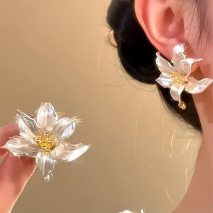 金屬立體耳環－銀針-金色-粉色款實拍｜https://igowo.tw/