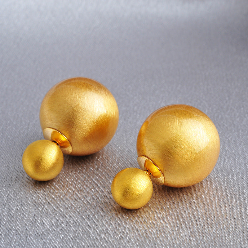 金屬圓珠兩用拉絲耳釘－商品主圖｜https://igowo.tw/