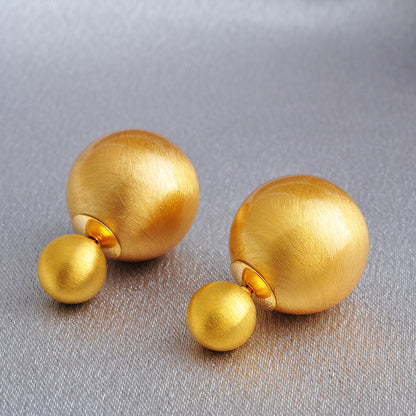 金屬圓珠兩用拉絲耳釘－商品主圖｜https://igowo.tw/