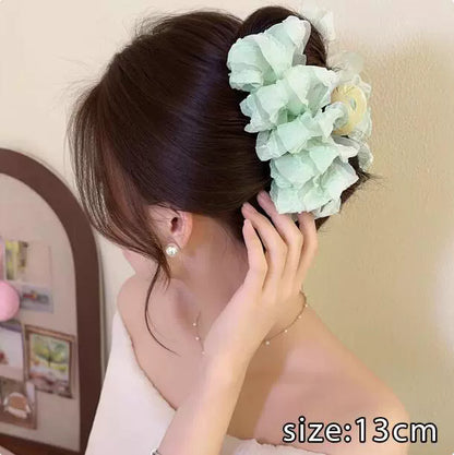 雲朵蝴蝶結鯊魚夾－綠款實拍｜https://igowo.tw/