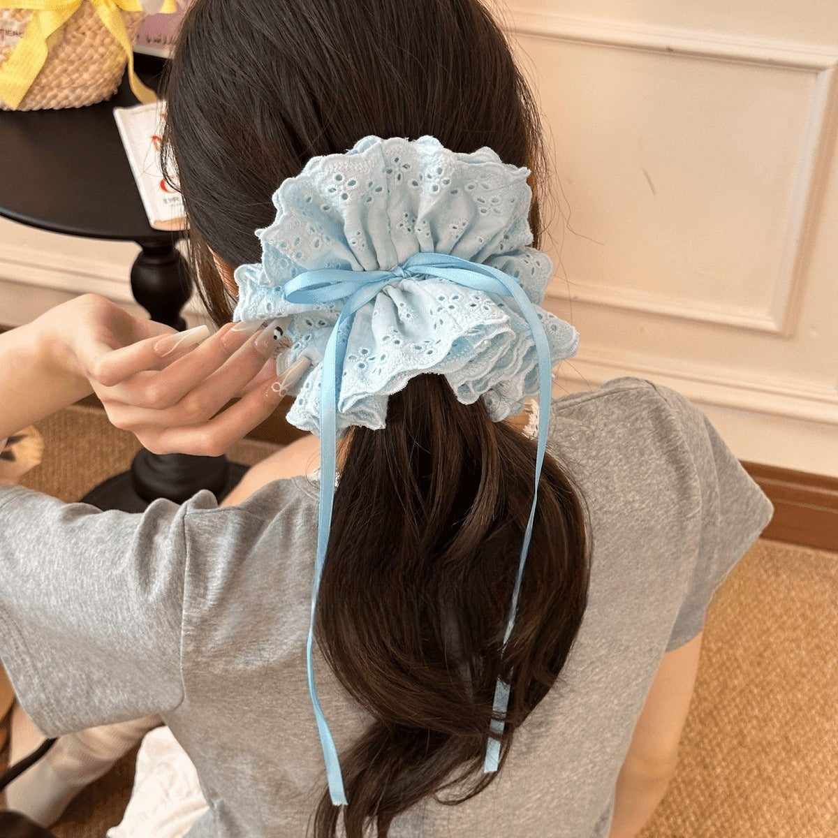 蕾絲緞帶髮圈