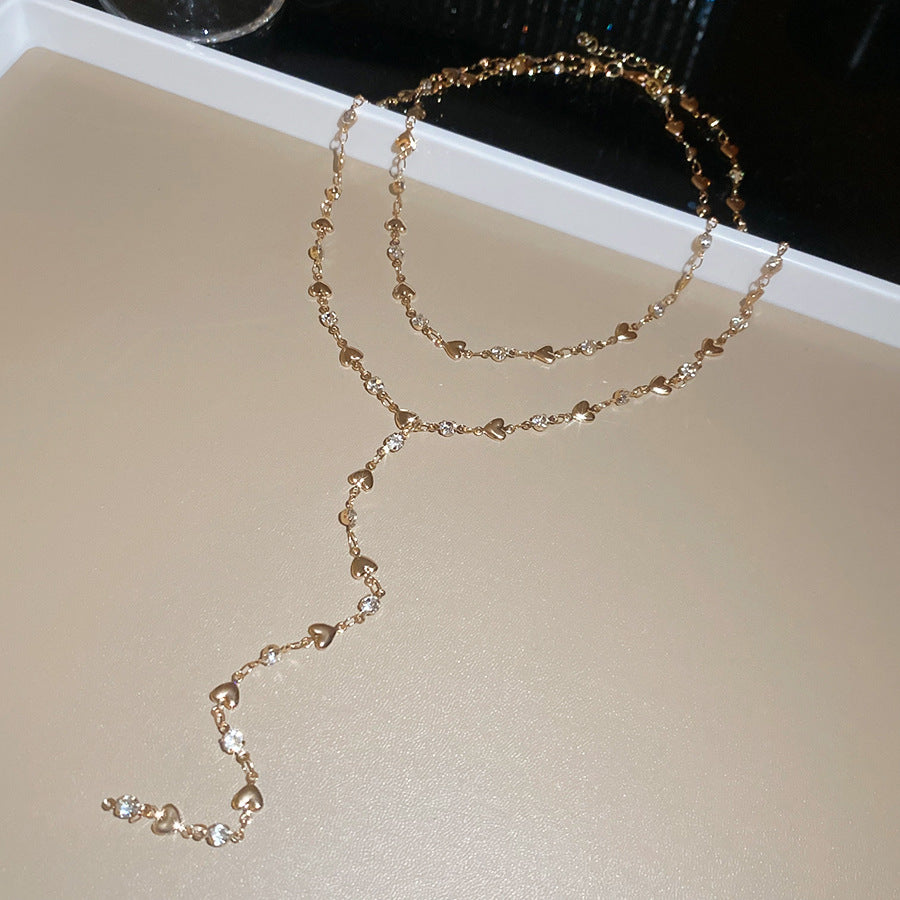 愛心Y形流蘇鑲鑽項鍊