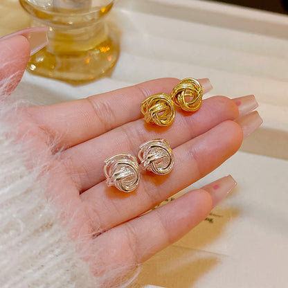 日韓麻花纏繞金屬耳環