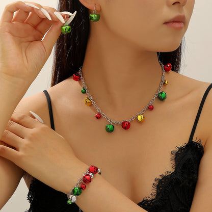 彩色鈴鐺項鍊耳環組－商品主圖｜https://igowo.tw/