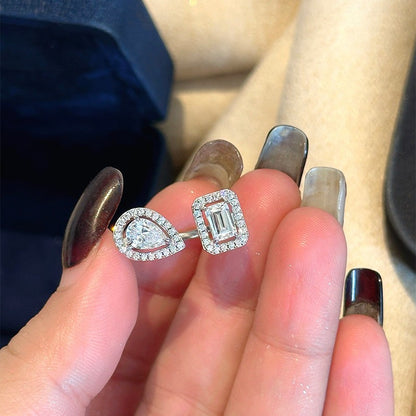 鋯石花朵鑲鑽戒指－67#戒指-銀色款細節43｜https://igowo.tw/