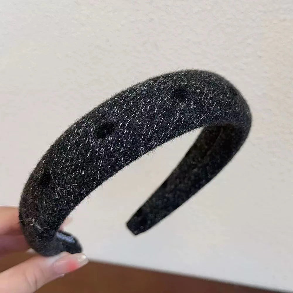 灰色波點復古髮箍