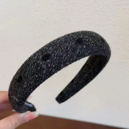 灰色波點復古髮箍