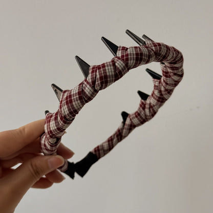 布面格紋纏繞髮箍