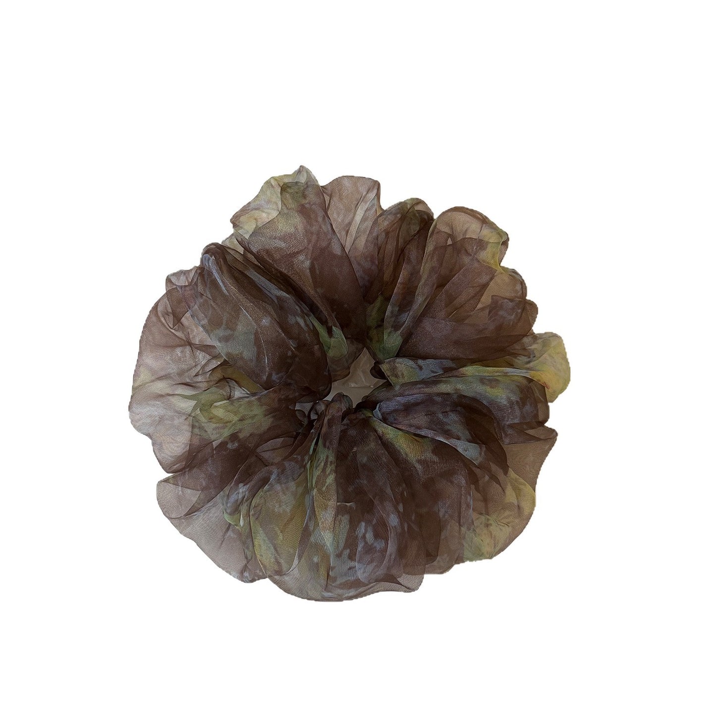 棕色大腸圈暈染髮圈－印花髮圈-小號款細節｜https://igowo.tw/