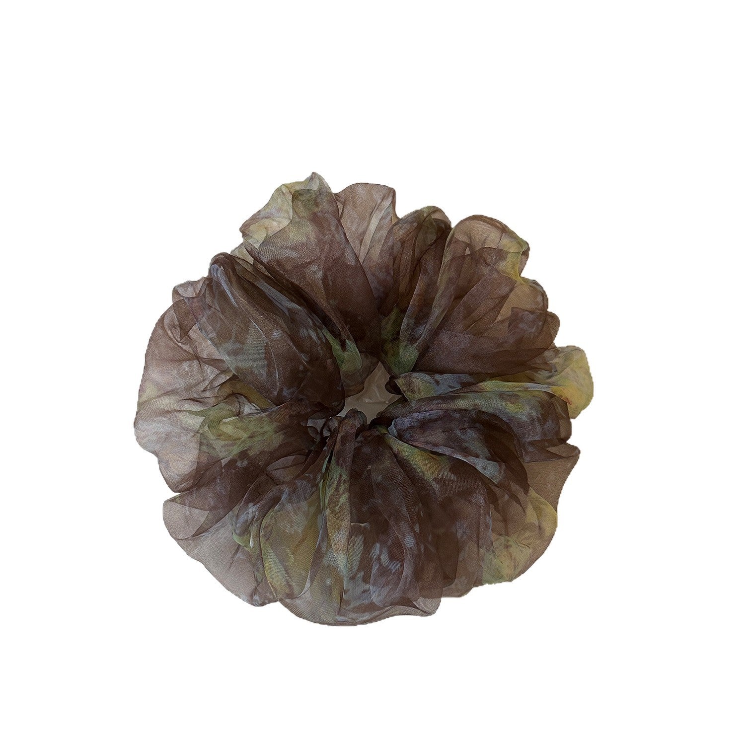 棕色大腸圈暈染髮圈－印花髮圈-小號款細節｜https://igowo.tw/